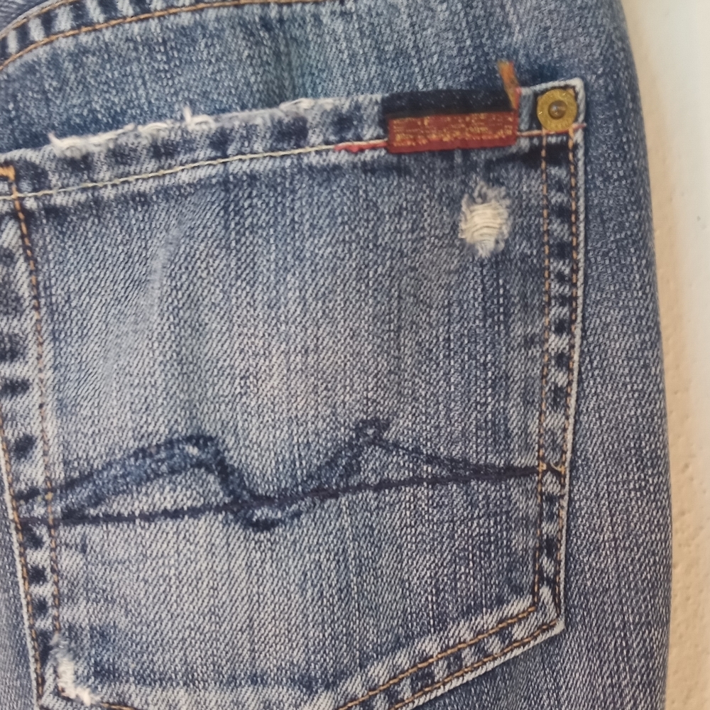 7 For All Mankind Distressed Bootleg/Wide Leg Jeans | Size 30 | NWOT - Picture 6 of 11
